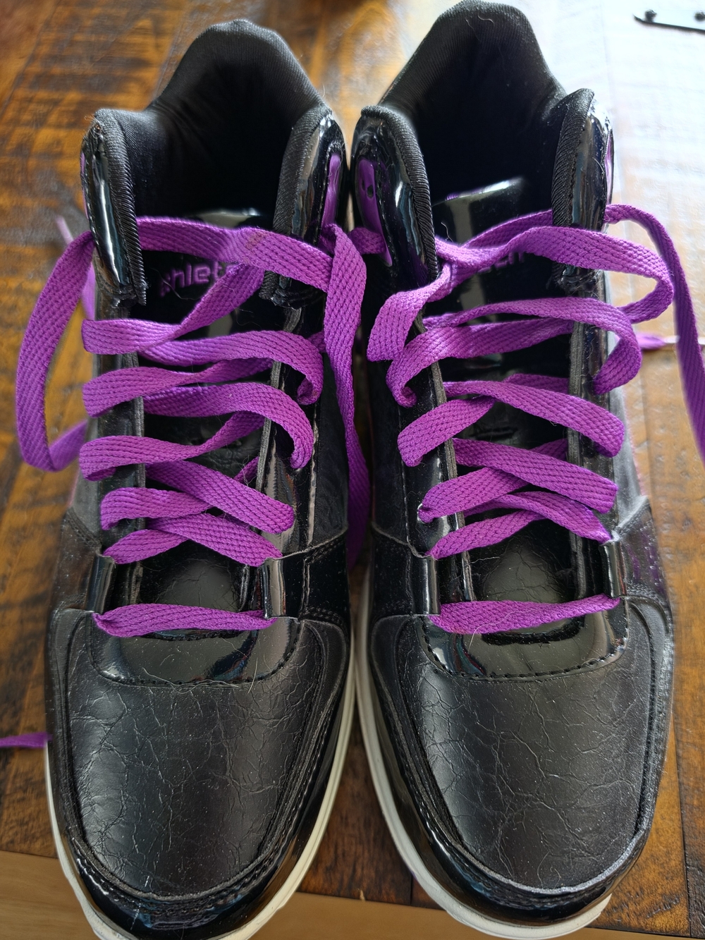 Athletech Black Sneakers with Purple Laces